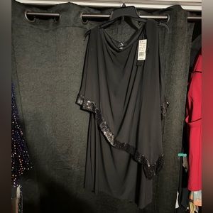 Sequin Shaw covered black dress. Size 16. NWT.